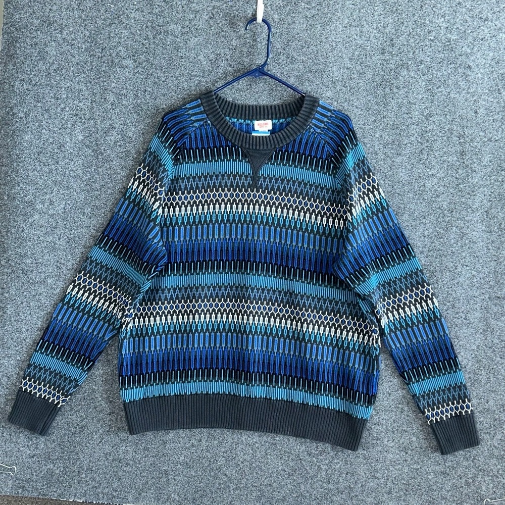 Vintage MOSSIMO Geometric Print Striped Pullover Cotton Sweater - Men's‎ XL